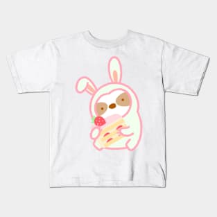 Cute Strawberry Shortcake Bunny Sloth Kids T-Shirt